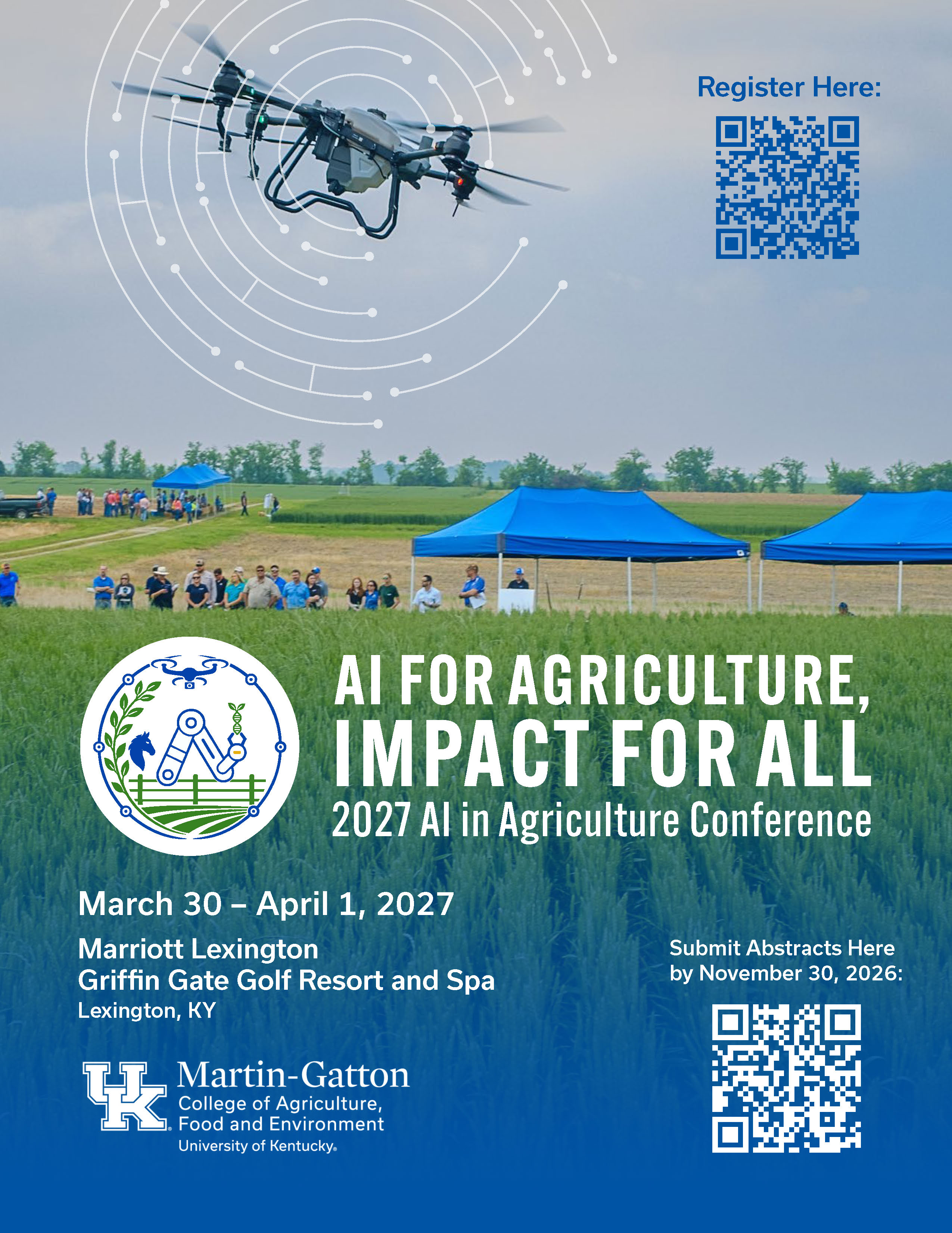 AI in Ag conference flyer with Abstract submission QR code